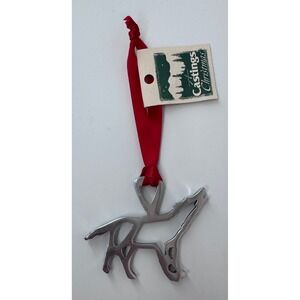 Recycled Aluminum Howling Wolf Christmas Ornament NWT Rustic Wildlife Decor